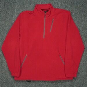 Scottevest Pullover Mens Large Red Microfleece Half Zip Pockets Travel Sweater
